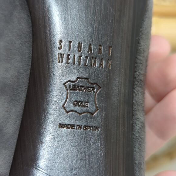 Stuart Weitzman Vida Grey Suede Heels Women's 8.5 Office Mature Formal Pumps - Picture 7 of 8